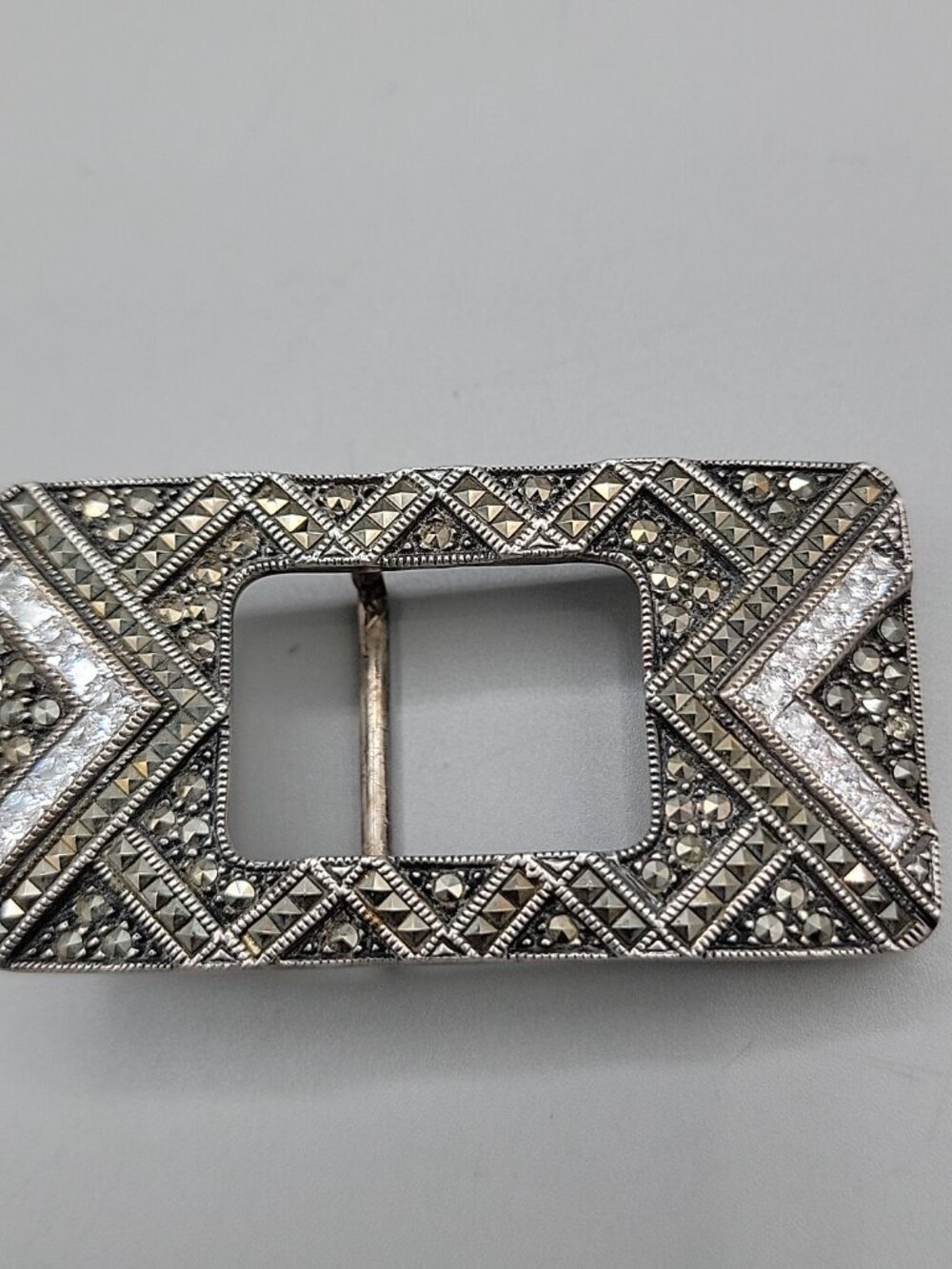 JJ Sterling Silver Judith Jack Belt Buckle 925 Rhinestone Marcasite Jeweled - Picture 3 of 10